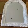 vintage white painted wicker mirror Image 10
