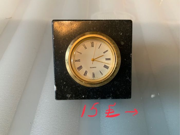 Clock, figures, Display Cabinet