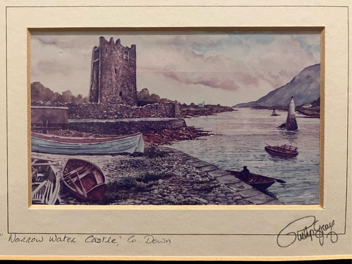 vintage print of Narrow Water Castle