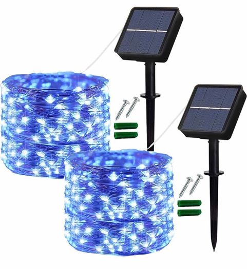 Solar Fairy Lights Outdoor, 2 Pack 12M/40Ft 120LEDs Solar String Lights, 8 Modes Waterproof solar Garden Lights Indoor/Outdoor (MULTIPLE COLOURS)