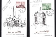1978 Ireland Europa Architecture Commemorative Stamps Maximum Cards signed by designer Aine McCarthy with First Day Cover (FDC) cancel from Inis (Ennis, Co. Claire)