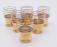 Vintage Shot Glasses With Gold Gilt Mid Century