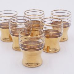 Vintage Shot Glasses With Gold Gilt Mid Century