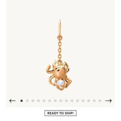 14k solid yellow gold and pearl spider charm from the jewelry brand CATBIRD NYC