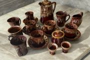 ceramic coffee and tea set from the famous Fosters Pottery plus free tea pot