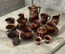 ceramic coffee and tea set from the famous Fosters Pottery plus free tea pot