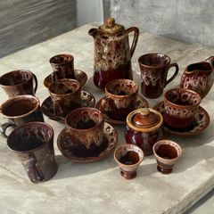 ceramic coffee and tea set from the famous Fosters Pottery plus free tea pot