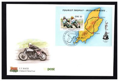 1996 Ireland Isle of Man TT (Tourist Trophy) Commemorative Stamp Miniature Sheet An Post First Day Cover (FDC)