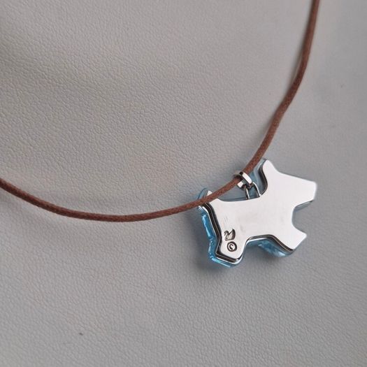 Swarovski crystal blue dog corded necklace very good condition
