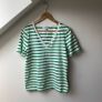 COS Green & White Striped V-Neck T-Shirt - Organic Cotton Jersey S Image 3