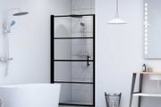 Shower Door Tempered Glass 81x195 cm Black