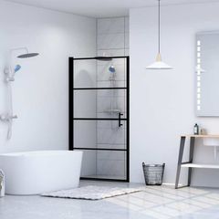 Shower Door Tempered Glass 81x195 cm Black