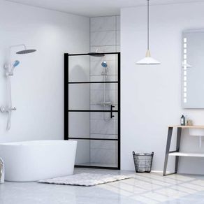 Shower Door Tempered Glass 81x195 cm Black
