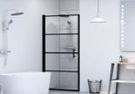 Shower Door Tempered Glass 91x195 cm Black