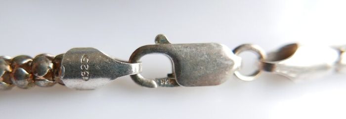 Vintage, Women's Sterling Silver 925 Bead Necklace. length 18,5" - 23,9g