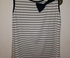 Ivory & Black Stripe Sleeveless Top , UK 16 (Fits 18)