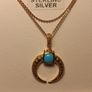 Gold Plated Sterling Silver Turquoise Cresent Shaped Pendant Image 2