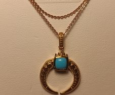 Gold Plated Sterling Silver Turquoise Cresent Shaped Pendant