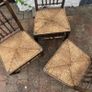Set of 3 Vintage Solid Wood Rush Seat Farmhouse Dining Chairs Image 3
