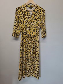 F&F mustard animal print shirt dress size UK 12