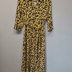 F&F mustard animal print shirt dress size UK 12