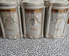 Vintage set of 6 Vintage German pre-war Lustreware kitchen storage jars
