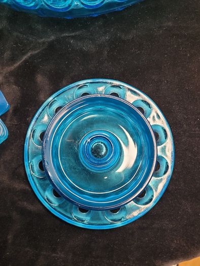 Art Deco Josef Inwald Poisson Volant Fish Centerpiece Set Blue Glass 1930s Rare