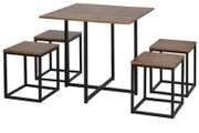 MDF Topped Steel 5-Piece Dining Table w/ 4 Stools Set Black (FREE SHIPPING)