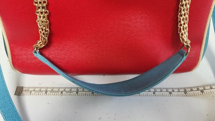 RETRO style red, blue and gold tone chain crossbody and shoulder straps