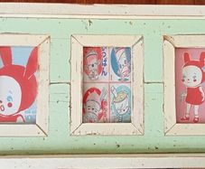 Light Green Rustic Collage Frame for 3 Photos or Prints
