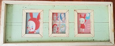 Light Green Rustic Collage Frame for 3 Photos or Prints