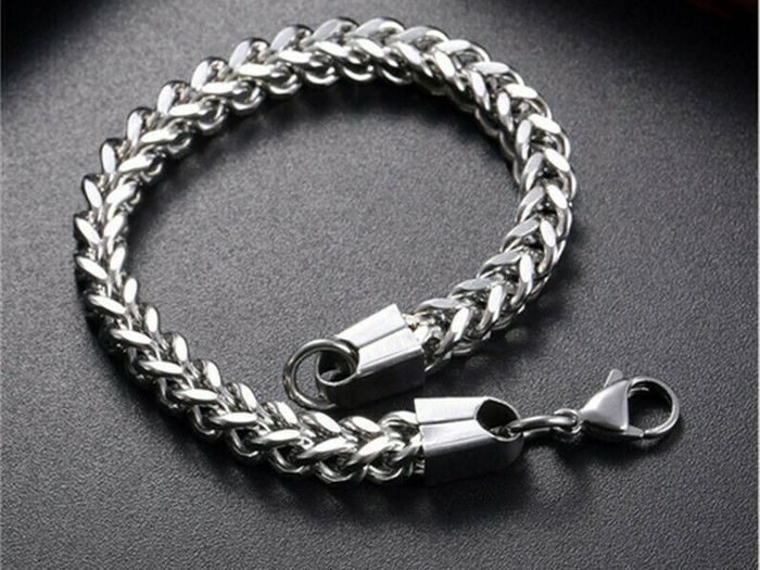 Stainless Steel Silverly Bracelets Bali Foxtail Chain Bracelet Male Jewelry 19cm
