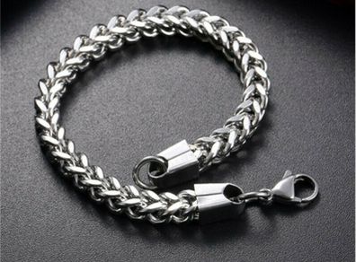 Stainless Steel Silverly Bracelets Bali Foxtail Chain Bracelet Male Jewelry 19cm