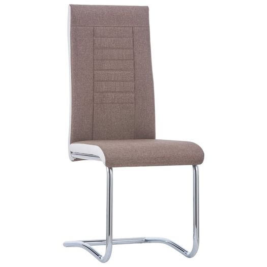 Cantilever Dining Chairs 6 pcs Brown Fabric