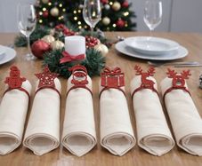 Christmas Napkin Rings Set  Festive Table Decor
