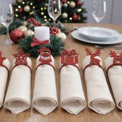 Christmas Napkin Rings Set  Festive Table Decor
