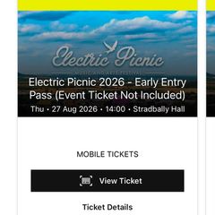 Electric Picnic 2026 Early Entry Passes x2