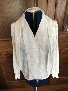 Cream Jaeger long sleeve double-breasted blouse