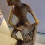 VINTAGE Fisherman with fish / Handmade wooden statue / Indonesian wood Image 3
