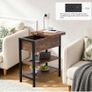 Side Table with Charging Station, Small Flip Top Narrow Sofa End Table with USB Ports, Type C Ports and Outlets, with Storage, 3-Tier, for Living Room, Bedroom, Brown Image 6