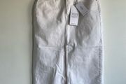 Stradivarius white denim midi skirt with front slit size 12