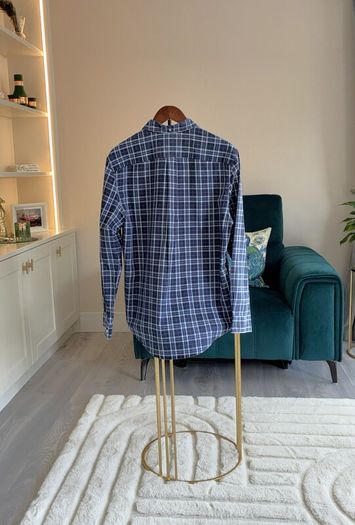 Mens Tommy Hilfiger Long-sleeve Shirt in a Navy and Blue Check Pattern