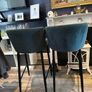Pair of Teal Velvet Quilted Dining Chairs Image 4