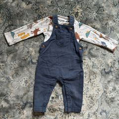M&S baby boy dungaree set size 6-9m