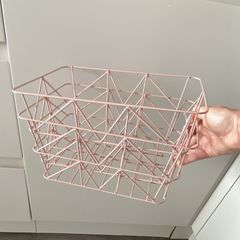 Blush Pink Wire Storage Basket | Home Organisation | Bathroom | Kitchen | Desk