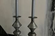 New 2 matching distressed metal candle holders with 2 new candles from Folkster
