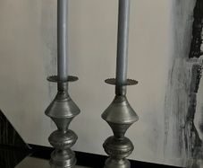New 2 matching distressed metal candle holders with 2 new candles from Folkster