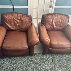 FREE leather armchairs and sofa some damage will separate