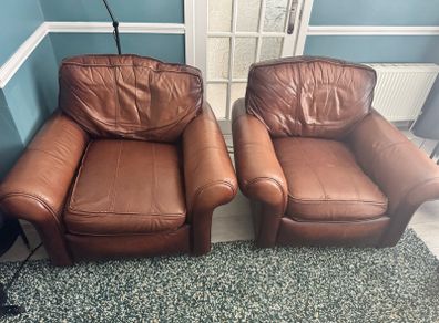 FREE leather armchairs and sofa some damage will separate