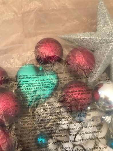 Bag of Christmas decorations